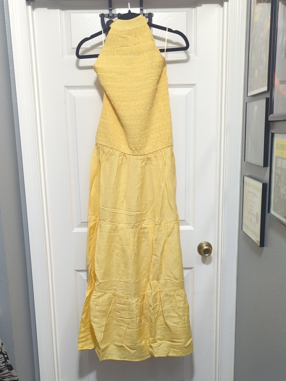 The Wolf Gang Linen And Viscose Ostia Maxi Dress Butter Cream Size XL